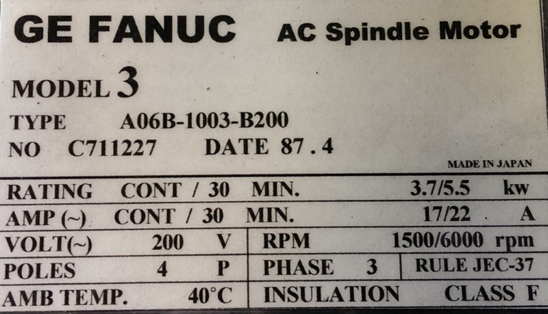 A06B-1003-B200 AC Spindle Spindle Motor