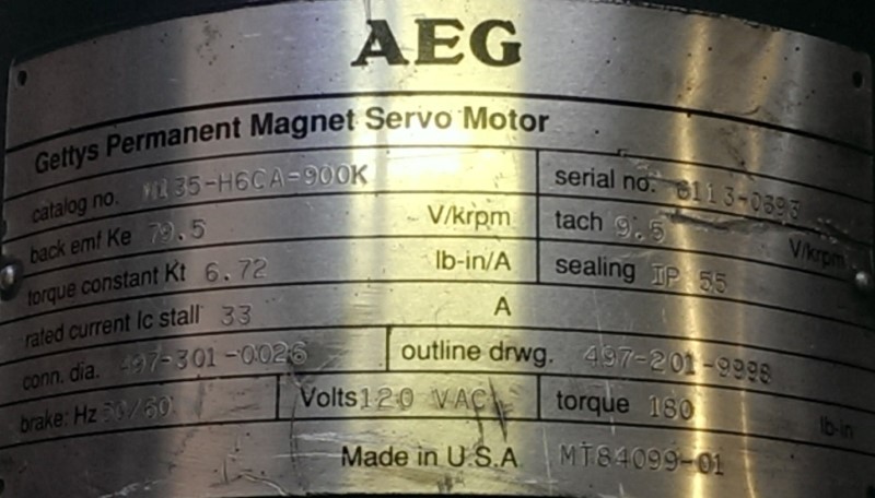 AEG SERVO MOTOR, MOD# M135-H6CA-900K