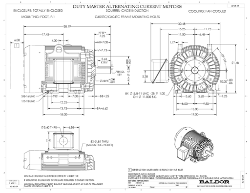 ABB CEM4400T Motor Dimension Sheet