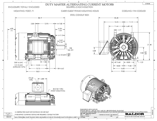 ABB EM4400T Motor Dimension Sheet