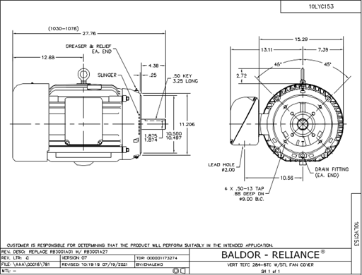 ABB VEM4104T Motor Dimension Sheet